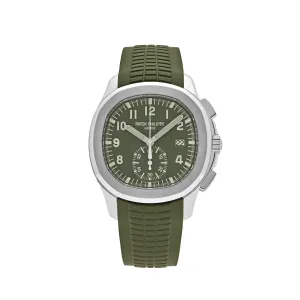 Patek Philippe Aquanaut 5968G-010 Chronograph White Gold Khaki Green Dial