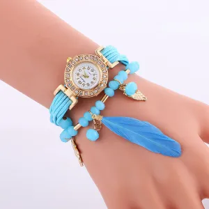 Popular Beads Feathers Quartz Watch