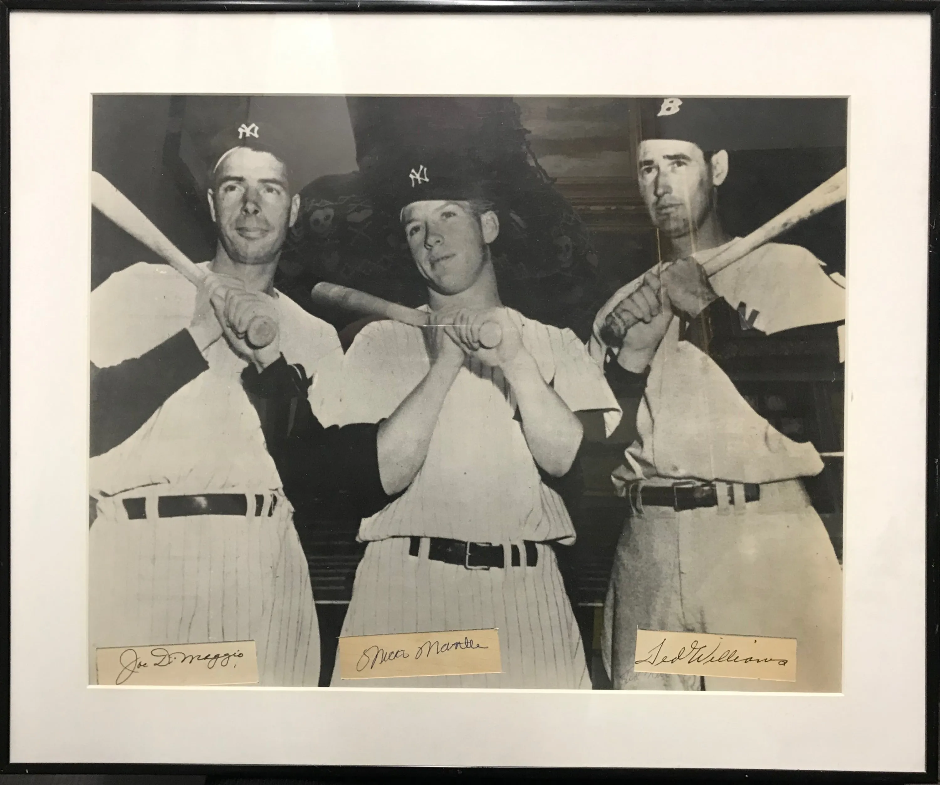 "The Big Three" Sig. Joe DiMaggio, Mickey Mantle & Ted Williams - $3K APR w/CoA!