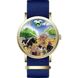 "Time to be Kind" Rooterville Logo Farm Animal Analog Watch