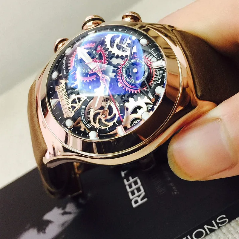 Reef Tiger/RT Chronograph Sport Watches Skeleton Dial with Date Casual Business Watch Relogio Masculino RGA792