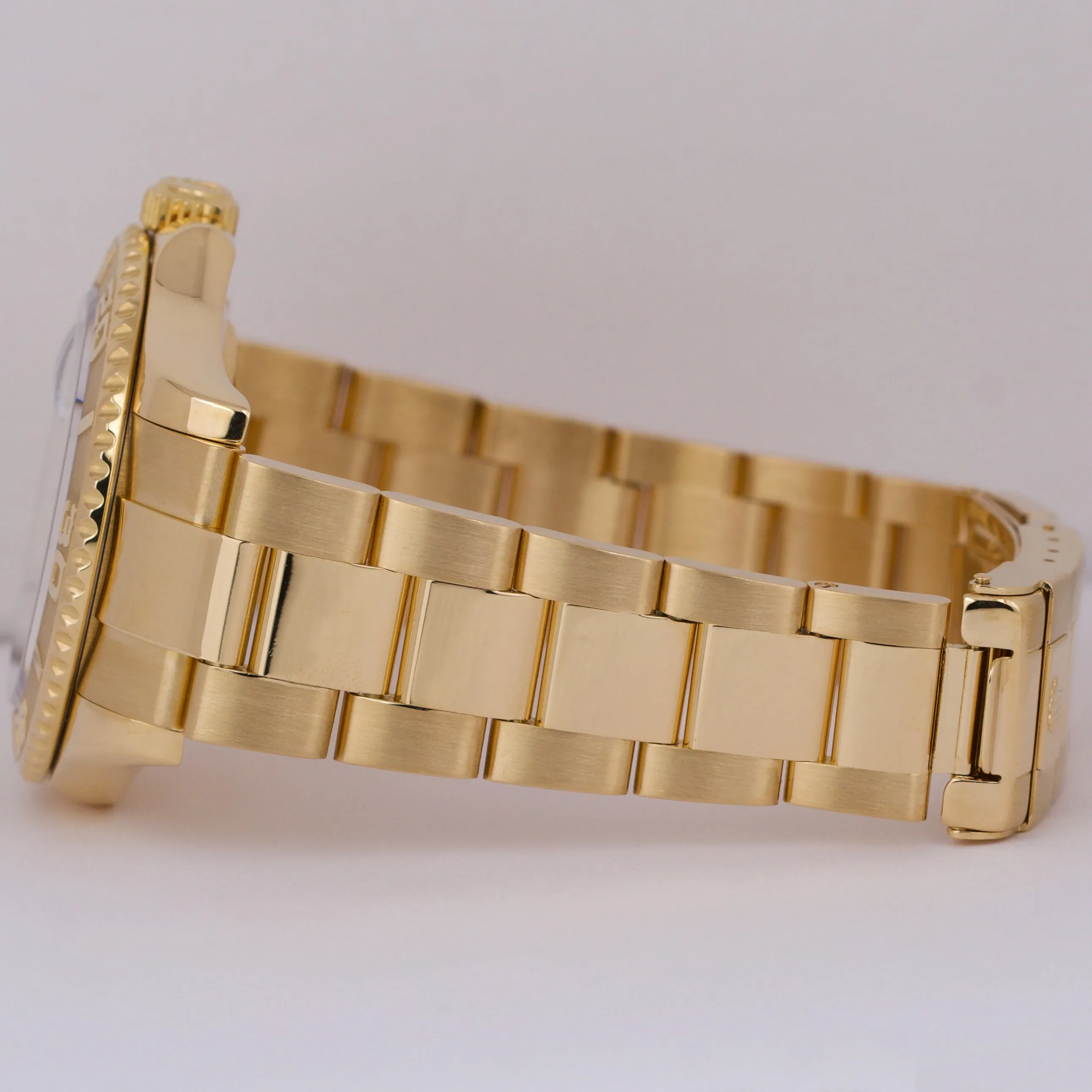 Rolex Yacht-Master 40mm WHITE 18K Yellow Gold NO-HOLES Oyster Watch 16628 BOX