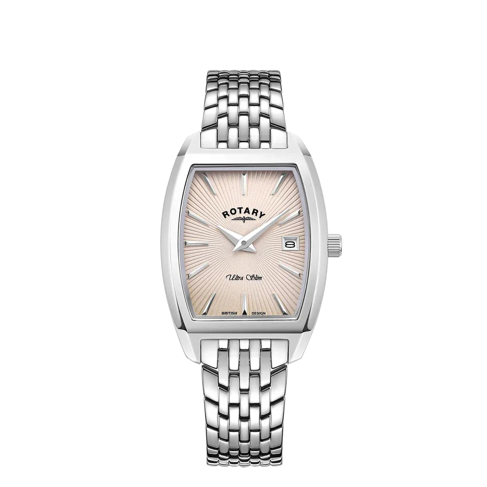 Rotary Ladies Stainless Steel Ultra Slim Tonneau Watch