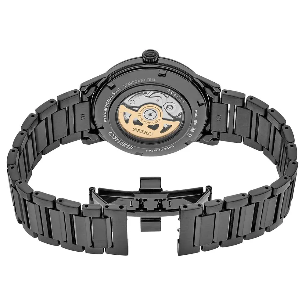 Seiko Men's Black Dial Stainless Steel Band Automatic Watch - SRPJ15