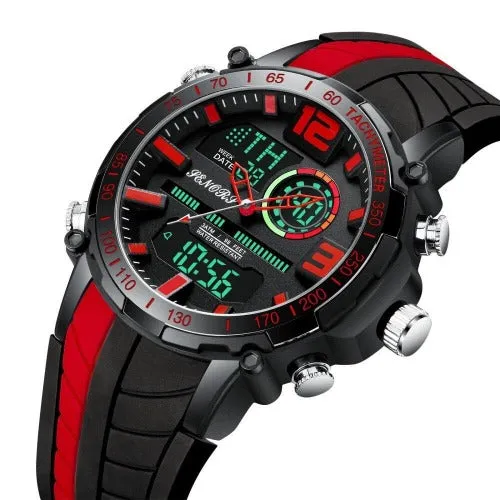 Senors  Dual display Men's Waterproof LED Digital Watch