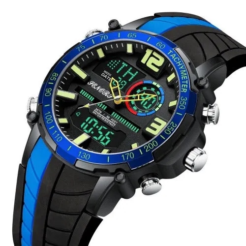 Senors  Dual display Men's Waterproof LED Digital Watch