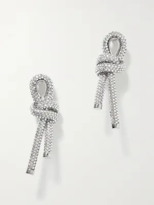 Silver-tone crystal and cotton earrings