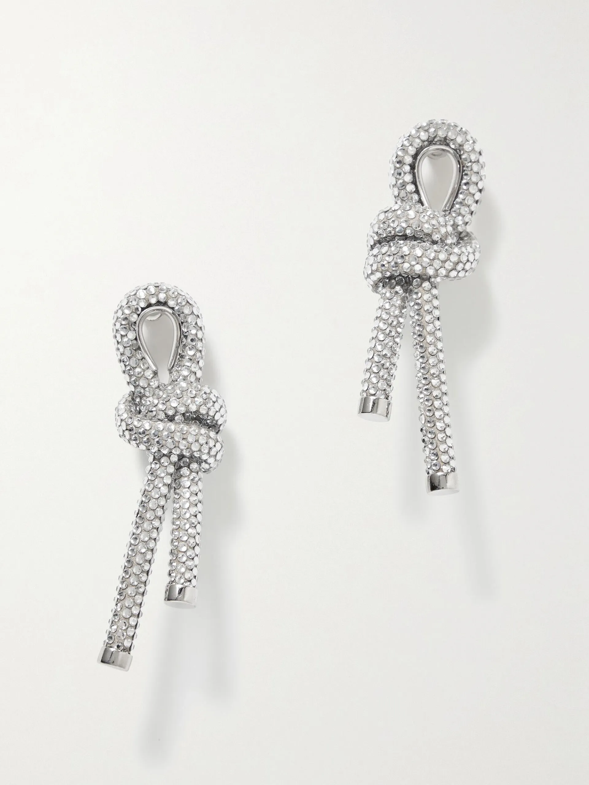 Silver-tone crystal and cotton earrings