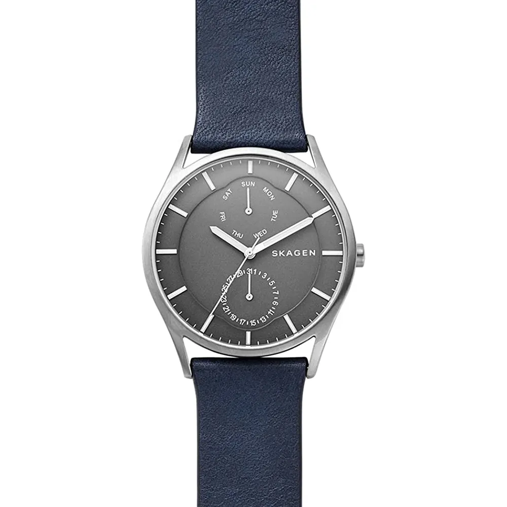 Skagen Mens Holst Gray Dial Blue Band Casual Quartz Watch - SKW6448