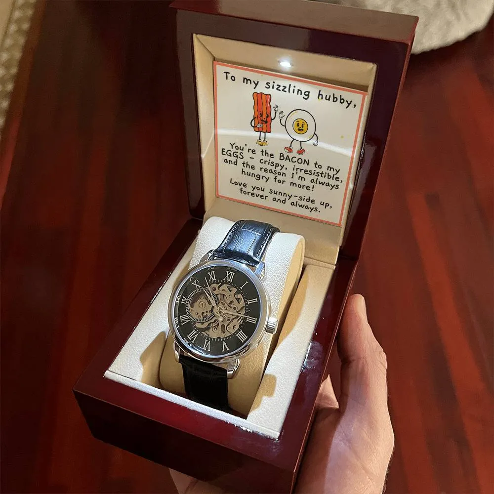 Skeleton Watch with Funny Message for Hubby | Perfect Anniversary or Birthday Gift for Husband | To My Sizzling Hubby