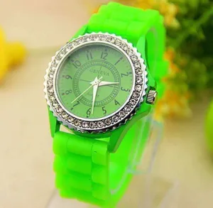 Sparkly Silky Silicone Watch in Neon Green