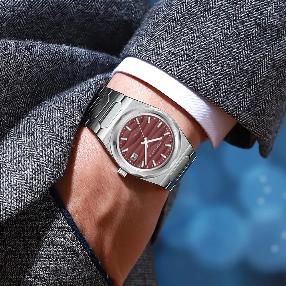 Specht & Shne 222 Gold Watch Men's Watches Automatic Mechanical Wriswatch Japan NH35 Movt Sports Wristwatch 37MM Waterproof