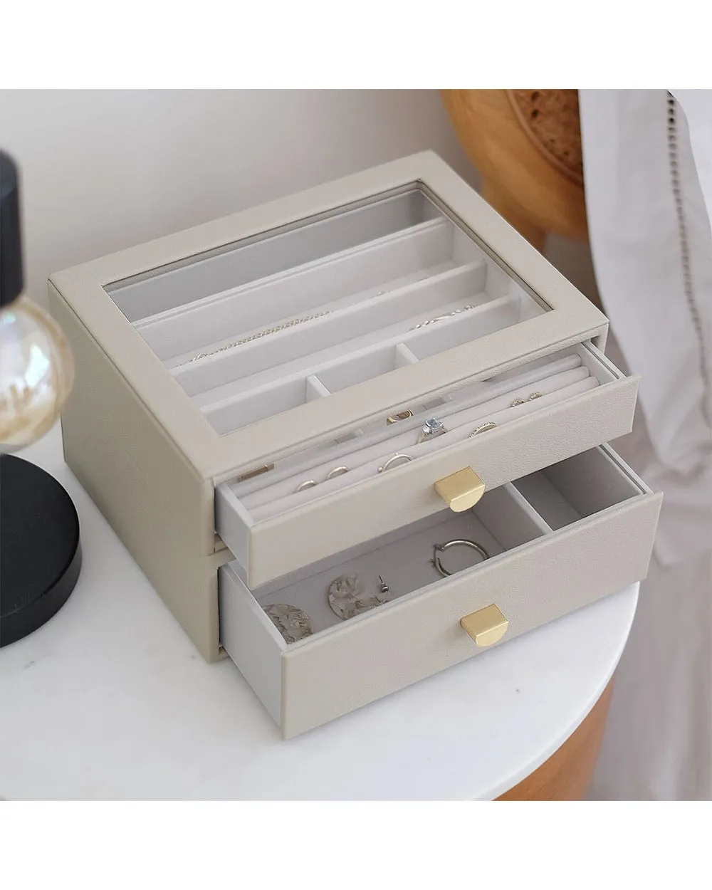 Stackers Classic 2 In 1 Jewelry Organizer And Drawer Set Oatmeal Gold