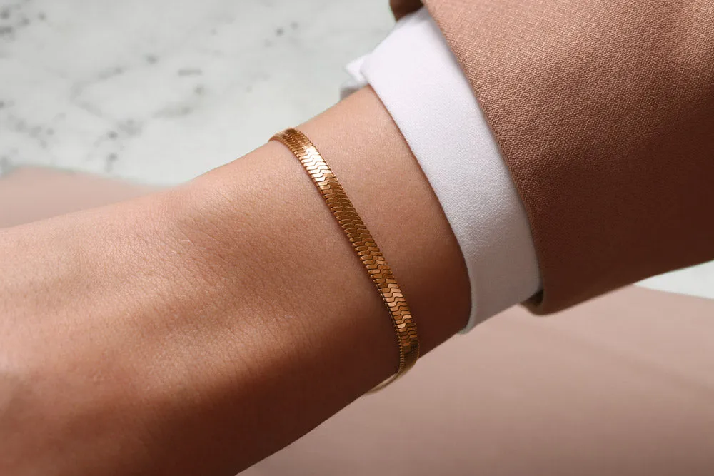 Stainless Steel Bracelet With Closed Flexible Links Rosegold Colour