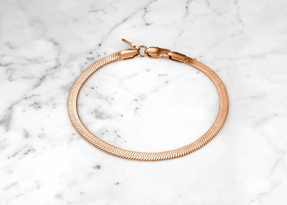 Stainless Steel Bracelet With Closed Flexible Links Rosegold Colour