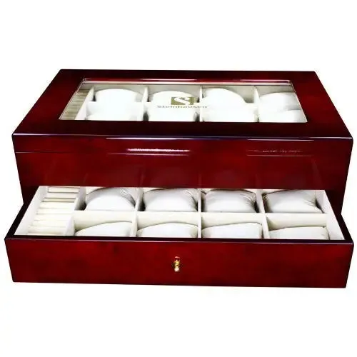 Steinhausen Executive Large Wooden Cherrywood Luxury Jewelry Watch Case TM329E