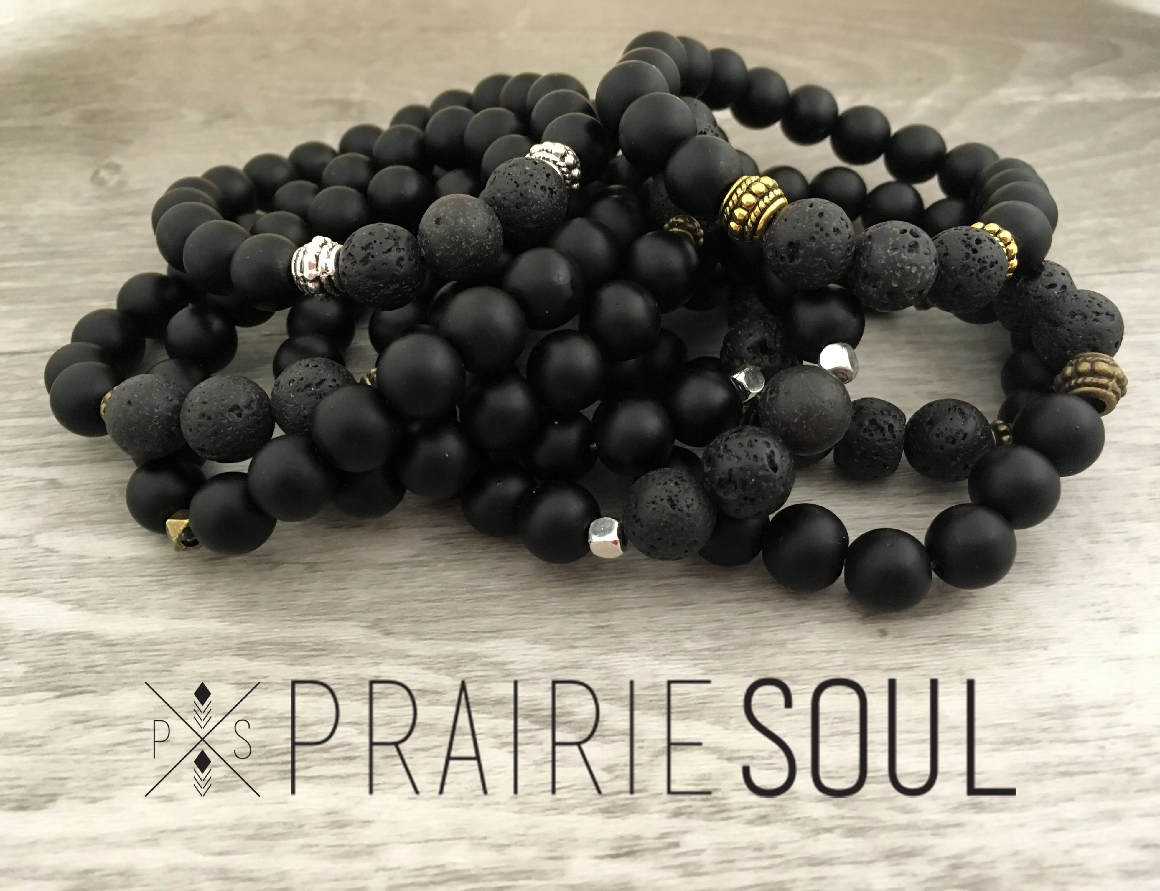 Stone Stacker Bracelet / Black Jet