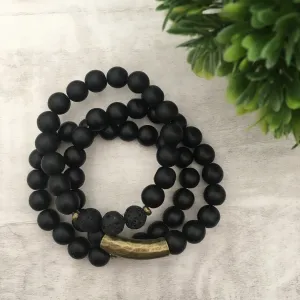 Stone Stacker Bracelet / Black Jet