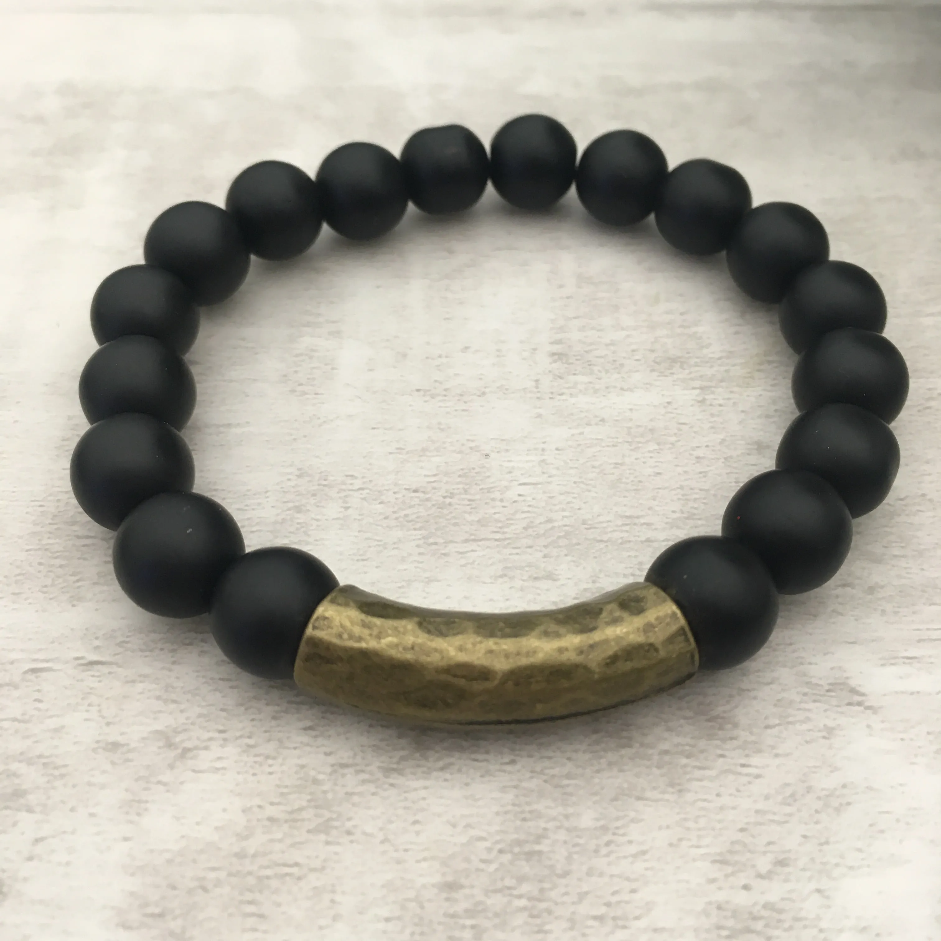 Stone Stacker Bracelet / Black Jet