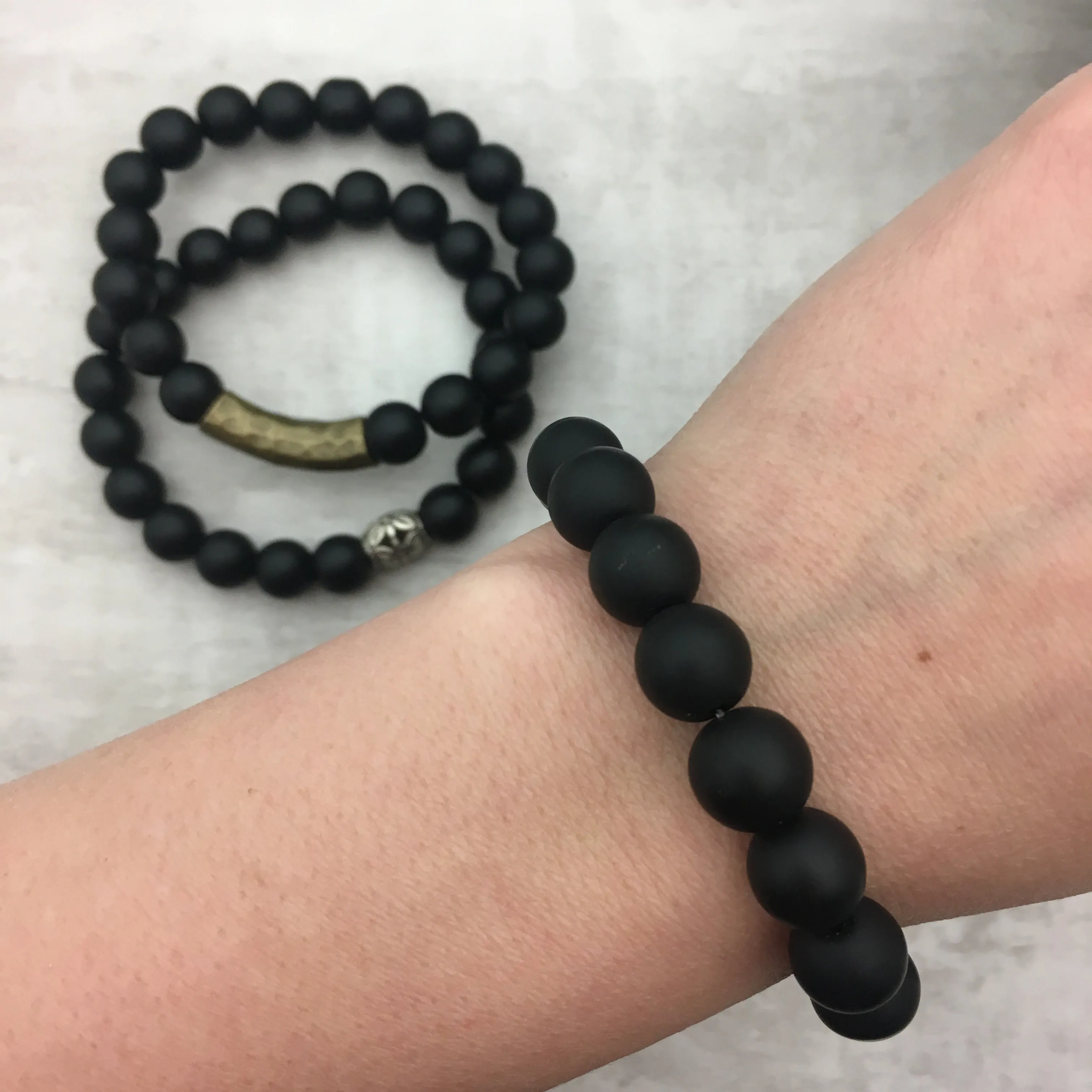 Stone Stacker Bracelet / Black Jet