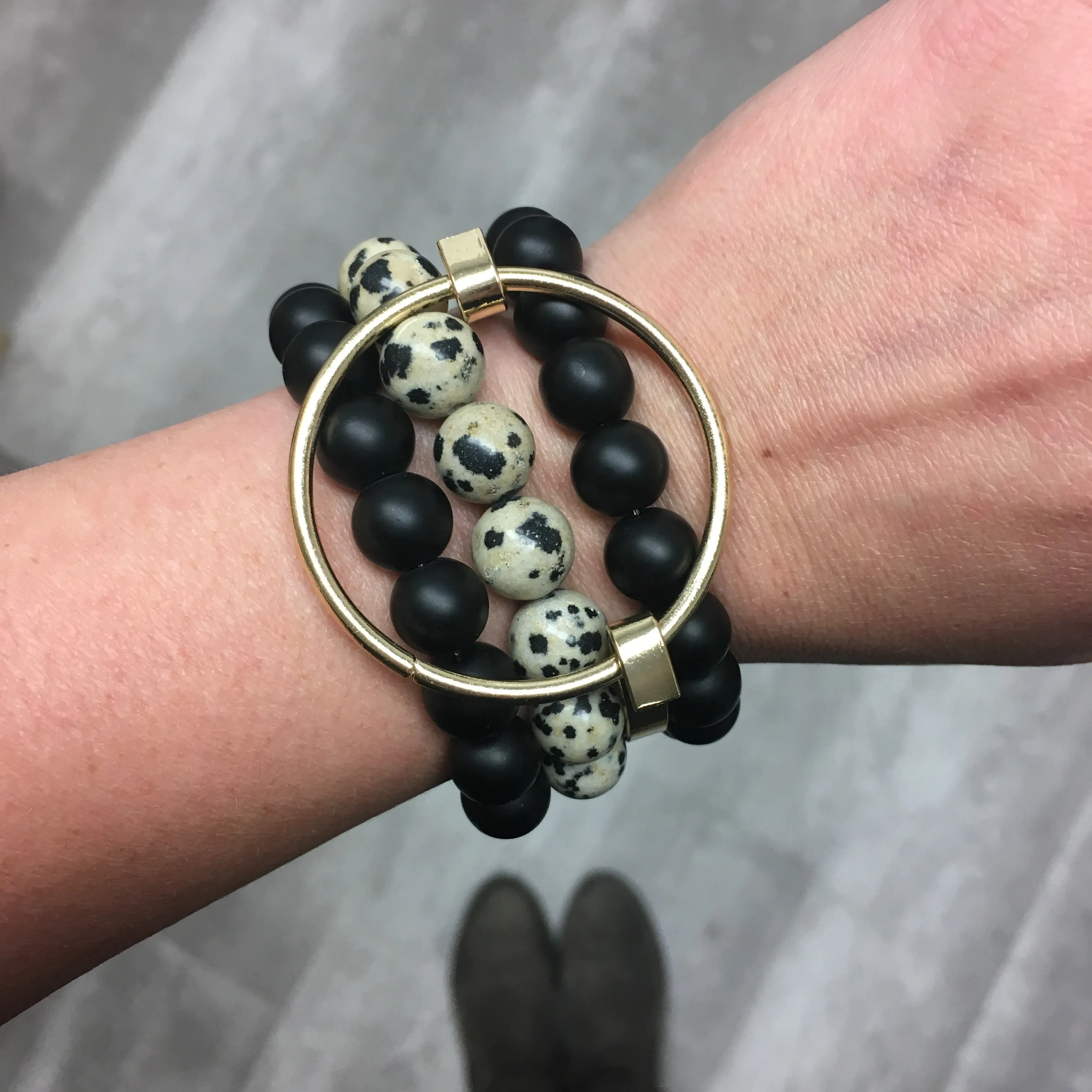 Stone Stacker Bracelet / Dalmatian Jasper