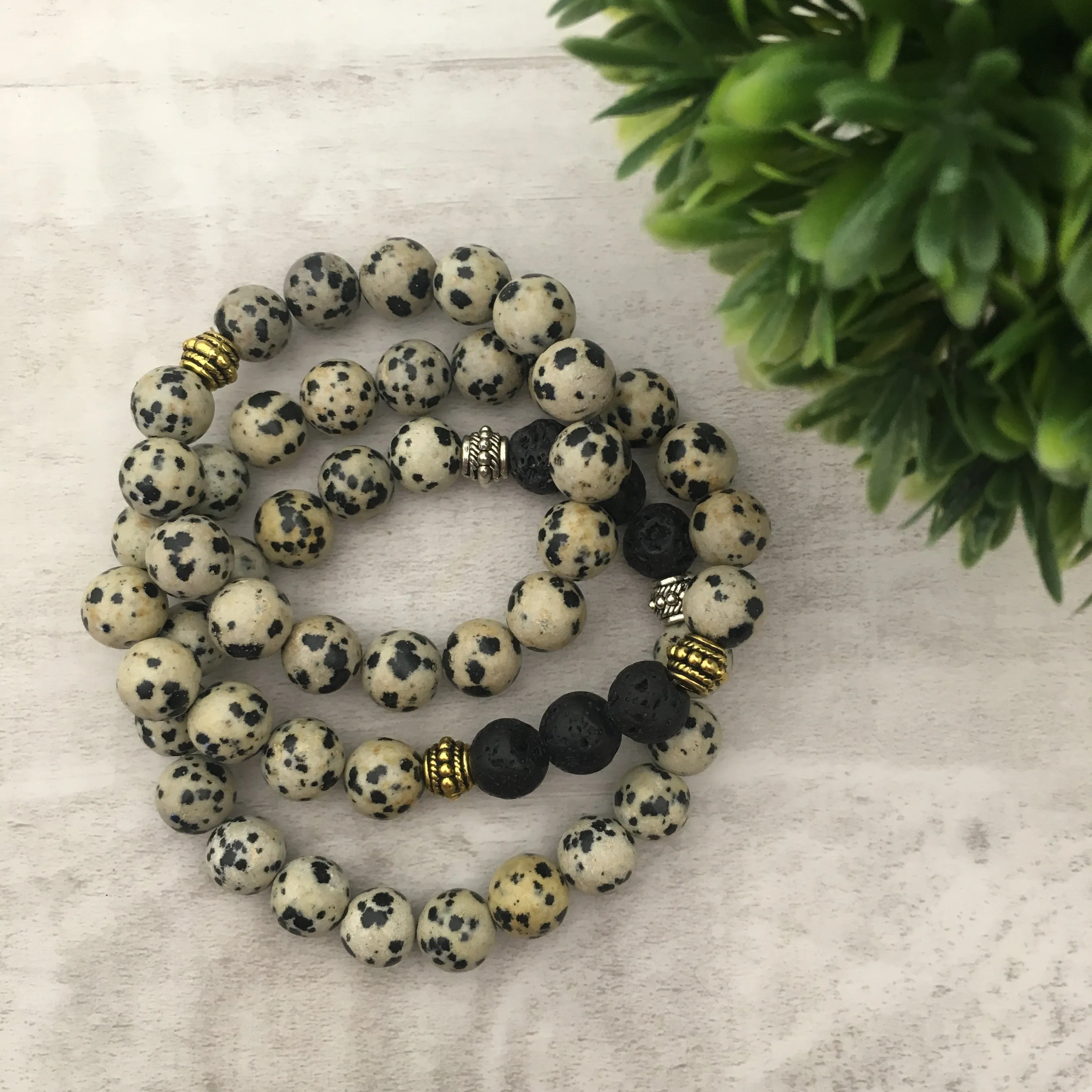 Stone Stacker Bracelet / Dalmatian Jasper