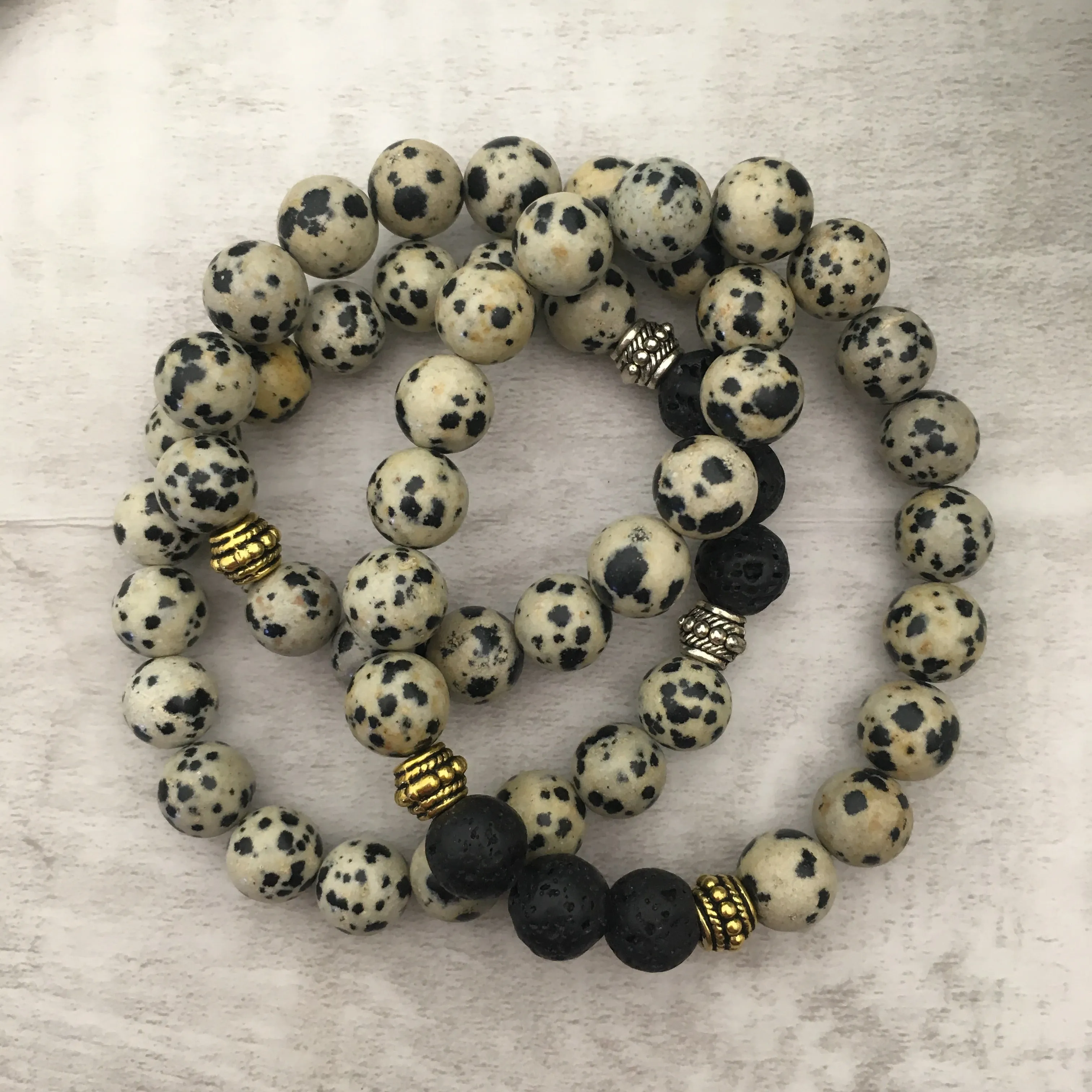 Stone Stacker Bracelet / Dalmatian Jasper