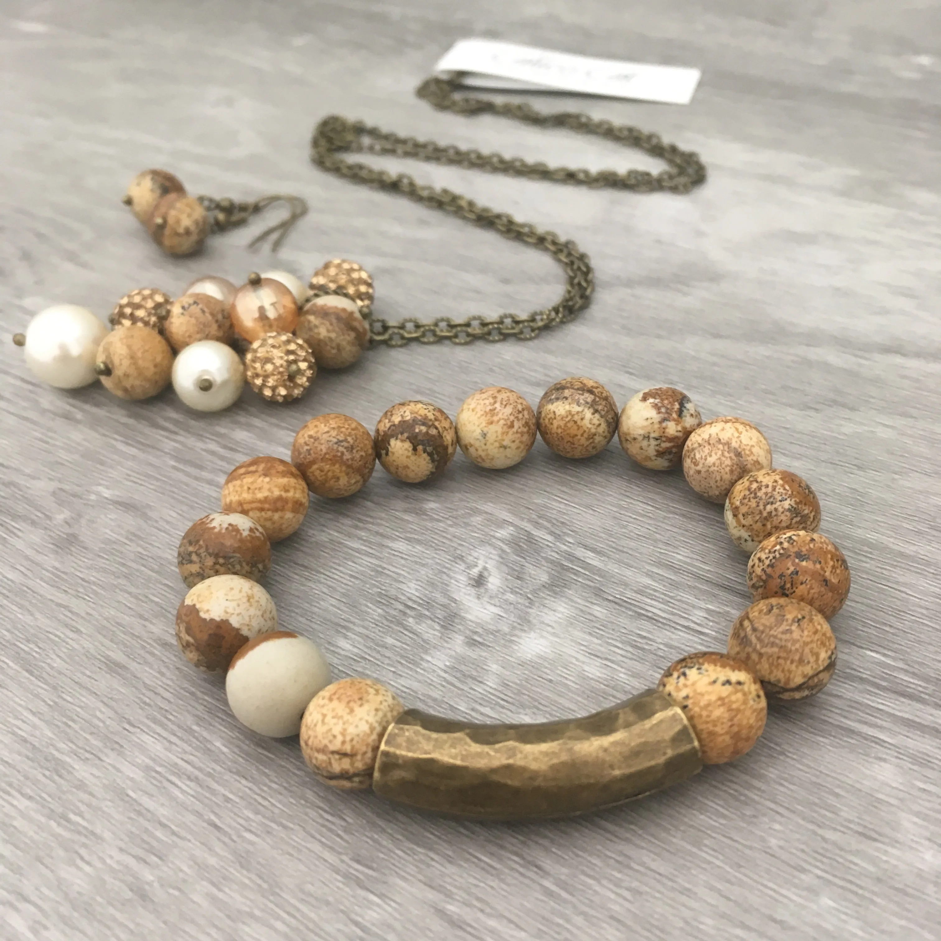 Stone Stacker Bracelet / Picture Jasper / Desert Sand
