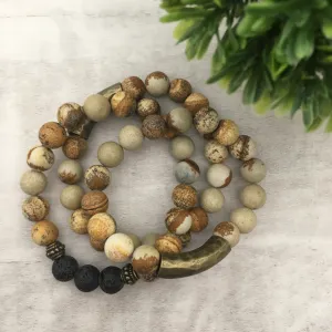 Stone Stacker Bracelet / Picture Jasper / Desert Sand