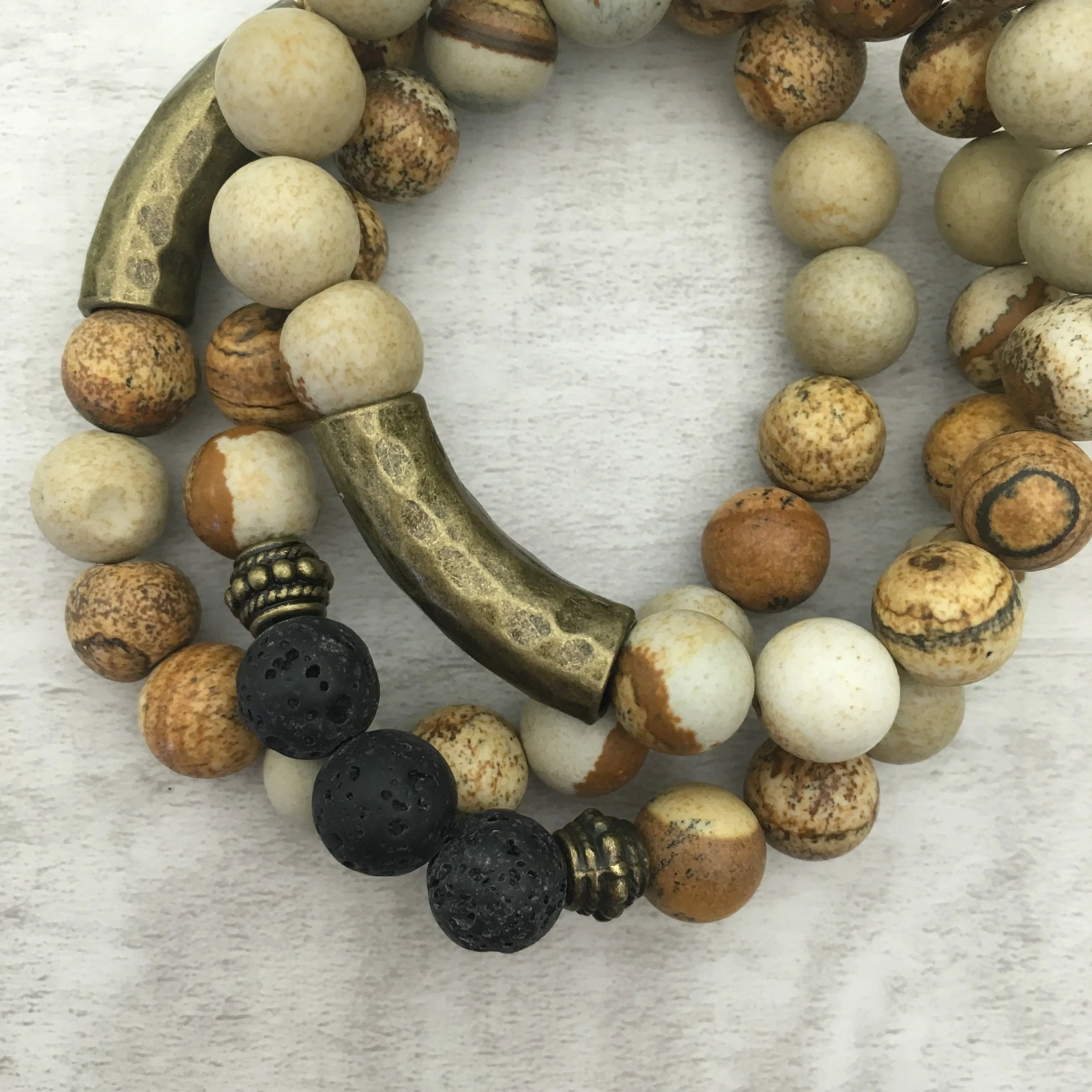 Stone Stacker Bracelet / Picture Jasper / Desert Sand