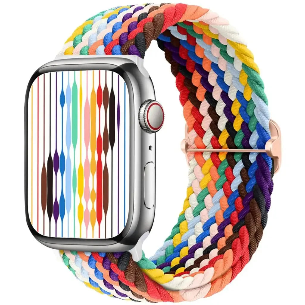 Strap for Apple Watch band 44mm 45mm 49mm 42mm 40mm 41mm 46mm Elastic Braided Solo bracelet correa Series 9 10 8 7 6 5 SE Ultra