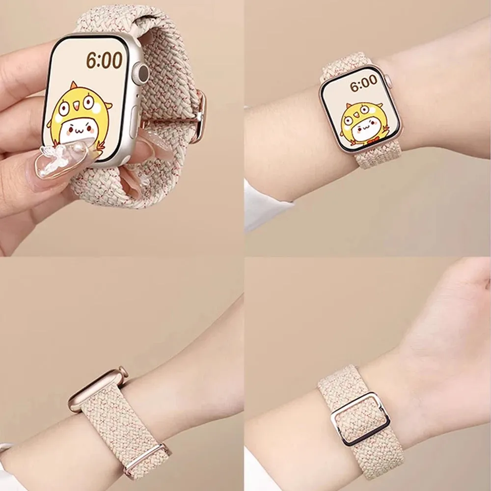 Strap for Apple Watch band 44mm 45mm 49mm 42mm 40mm 41mm 46mm Elastic Braided Solo bracelet correa Series 9 10 8 7 6 5 SE Ultra