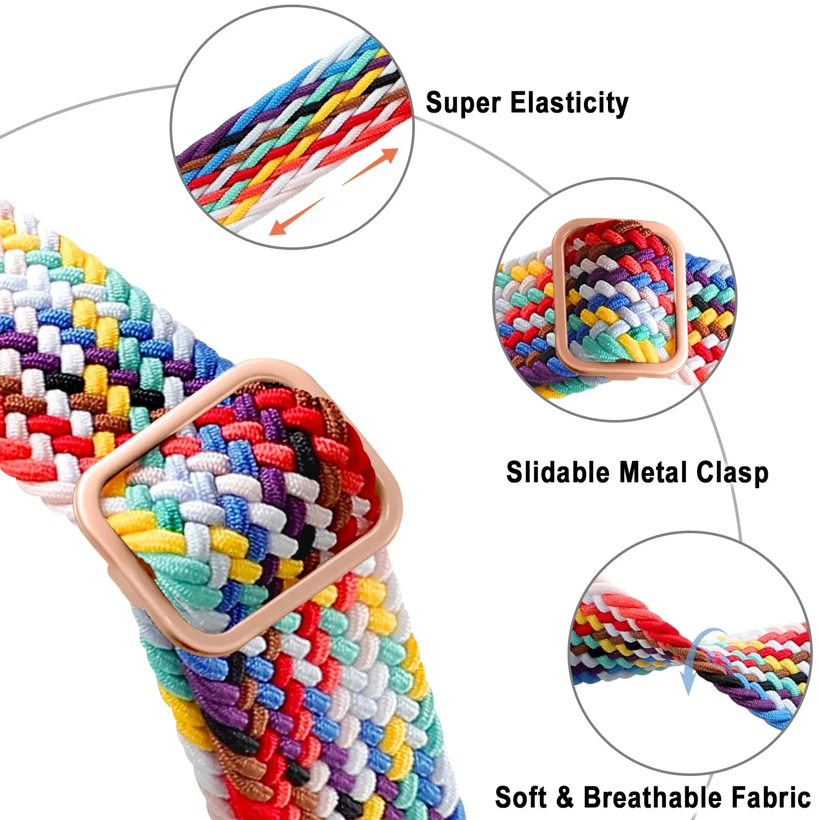 Strap for Apple Watch band 44mm 45mm 49mm 42mm 40mm 41mm 46mm Elastic Braided Solo bracelet correa Series 9 10 8 7 6 5 SE Ultra