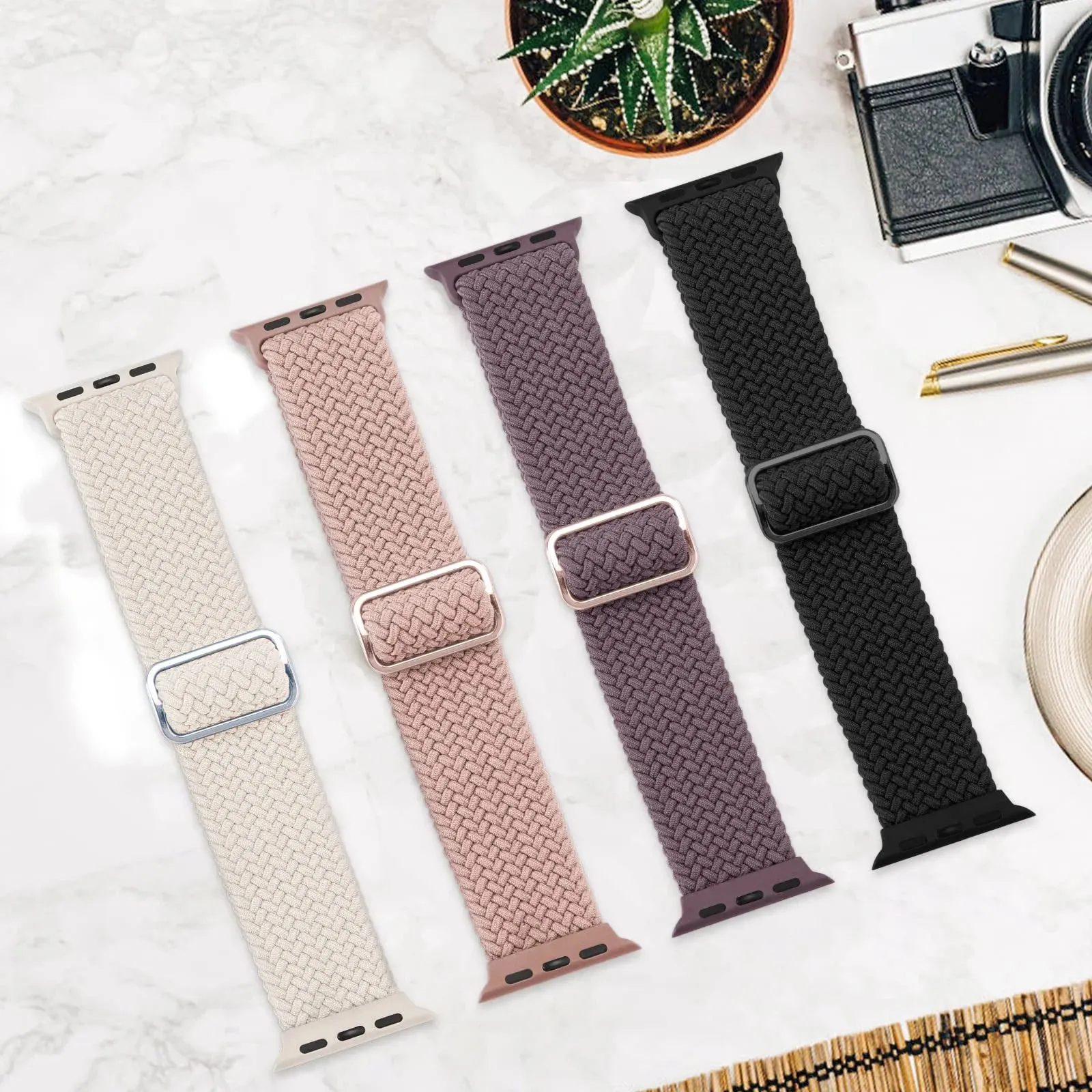 Strap for Apple Watch band 44mm 45mm 49mm 42mm 40mm 41mm 46mm Elastic Braided Solo bracelet correa Series 9 10 8 7 6 5 SE Ultra