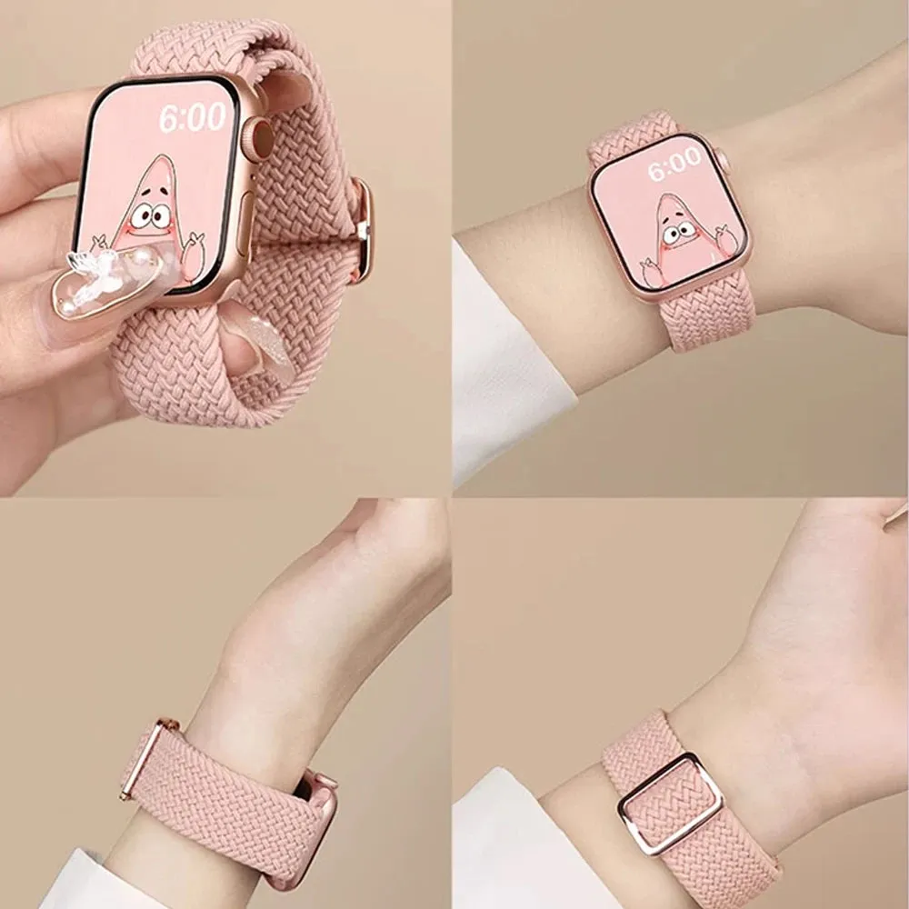 Strap for Apple Watch band 44mm 45mm 49mm 42mm 40mm 41mm 46mm Elastic Braided Solo bracelet correa Series 9 10 8 7 6 5 SE Ultra
