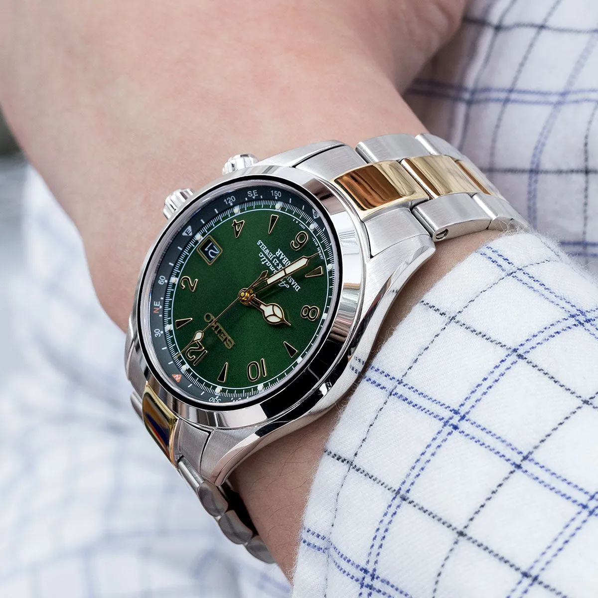 Super-O Boyer compatible with Seiko Alpinist SARB017   Two Tone IP Gold SUB Clasp
