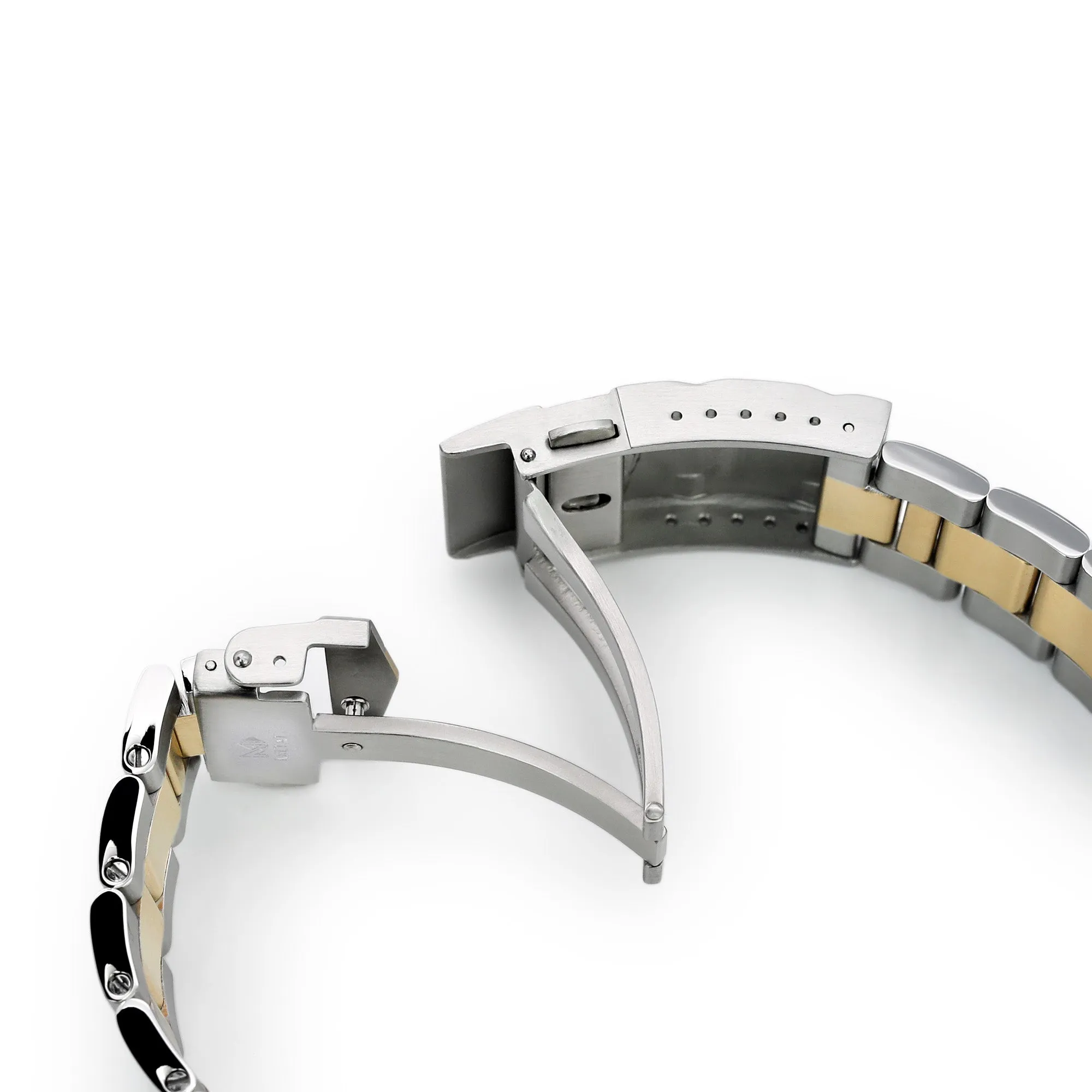 Super-O Boyer compatible with Seiko Alpinist SARB017   Two Tone IP Gold SUB Clasp