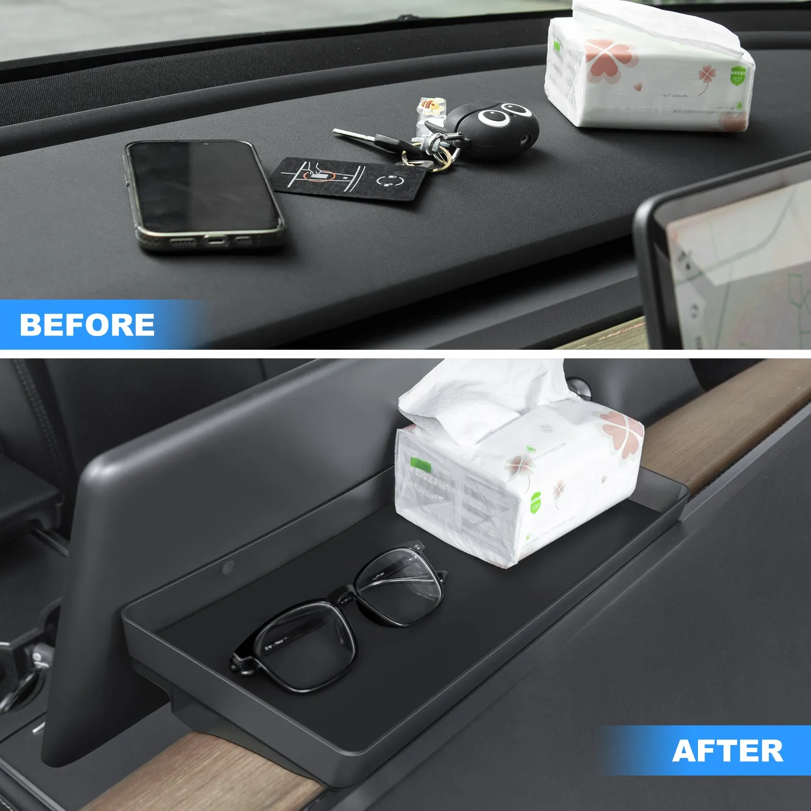 Upgrade Behind Screen Storage Box for 2021-2023 Tesla Model 3 and 2021-2024 Model Y Accessories
