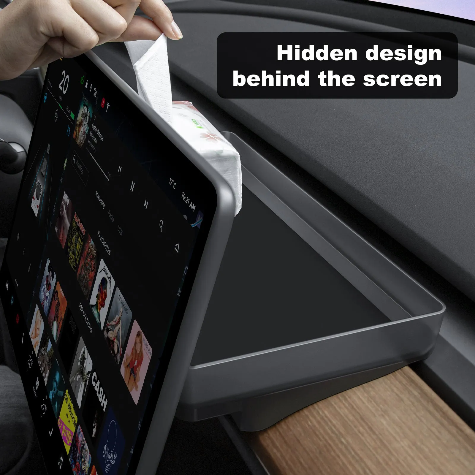 Upgrade Behind Screen Storage Box for 2021-2023 Tesla Model 3 and 2021-2024 Model Y Accessories