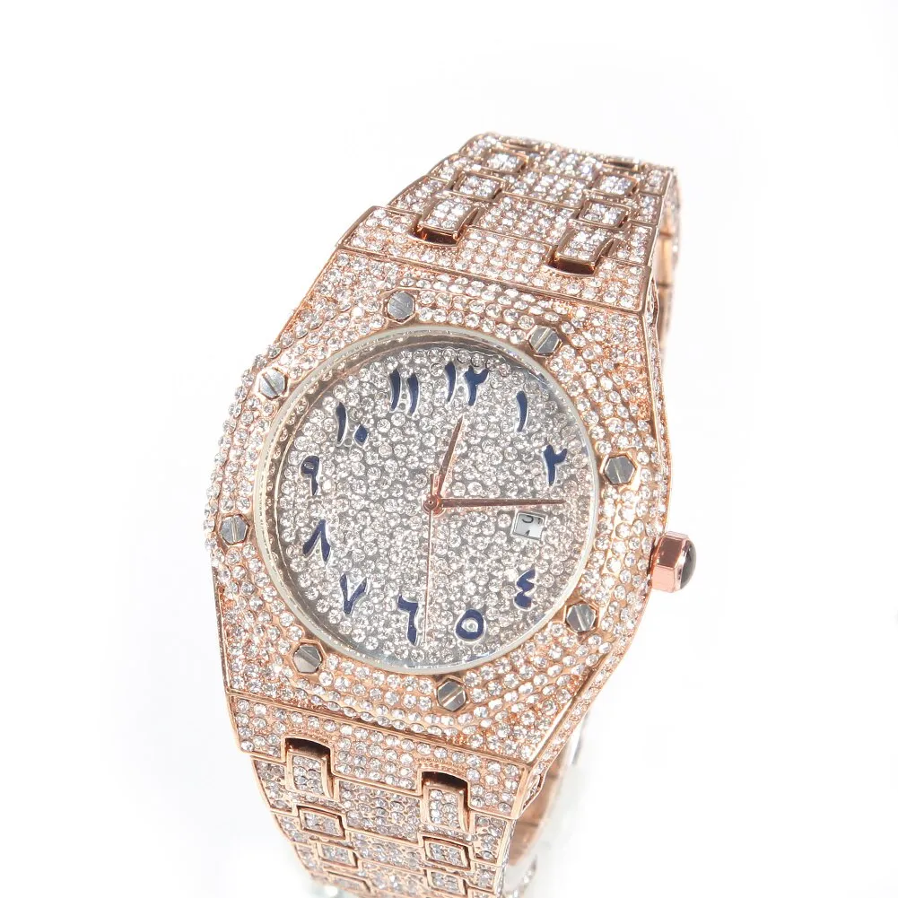 UWIN Hip Hop Wristwatches Full Iced Out Stones Fashion Luxury Zircon Quartz Square Watches for Gift