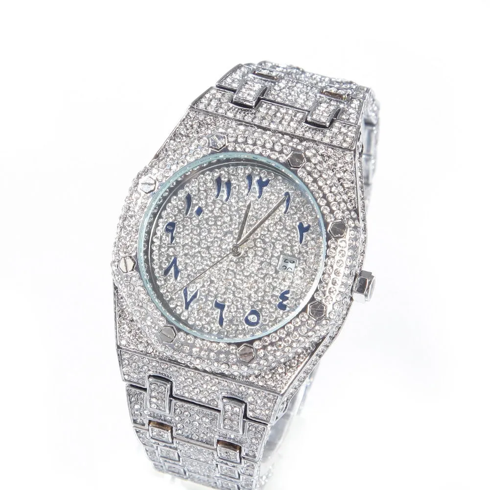 UWIN Hip Hop Wristwatches Full Iced Out Stones Fashion Luxury Zircon Quartz Square Watches for Gift