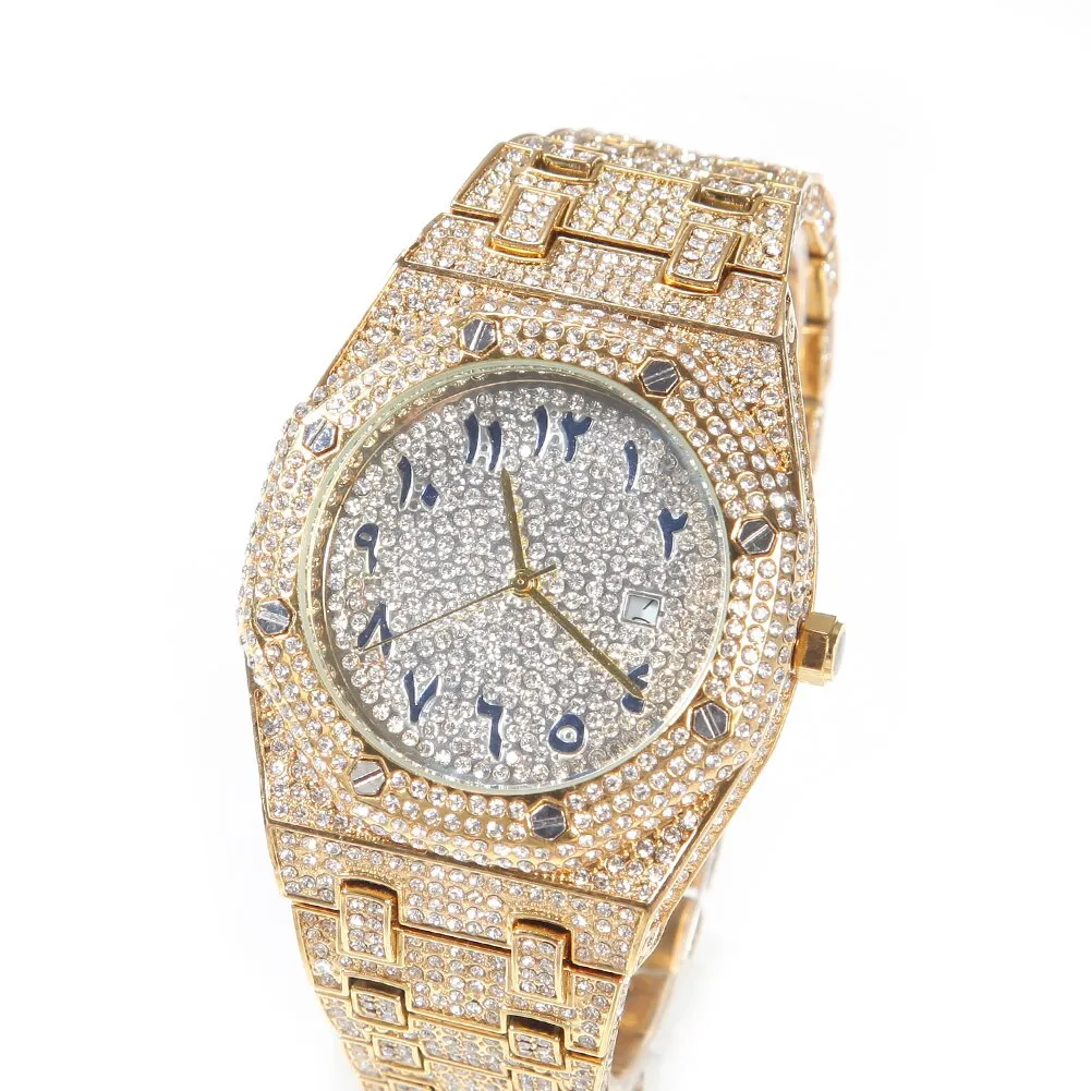 UWIN Hip Hop Wristwatches Full Iced Out Stones Fashion Luxury Zircon Quartz Square Watches for Gift