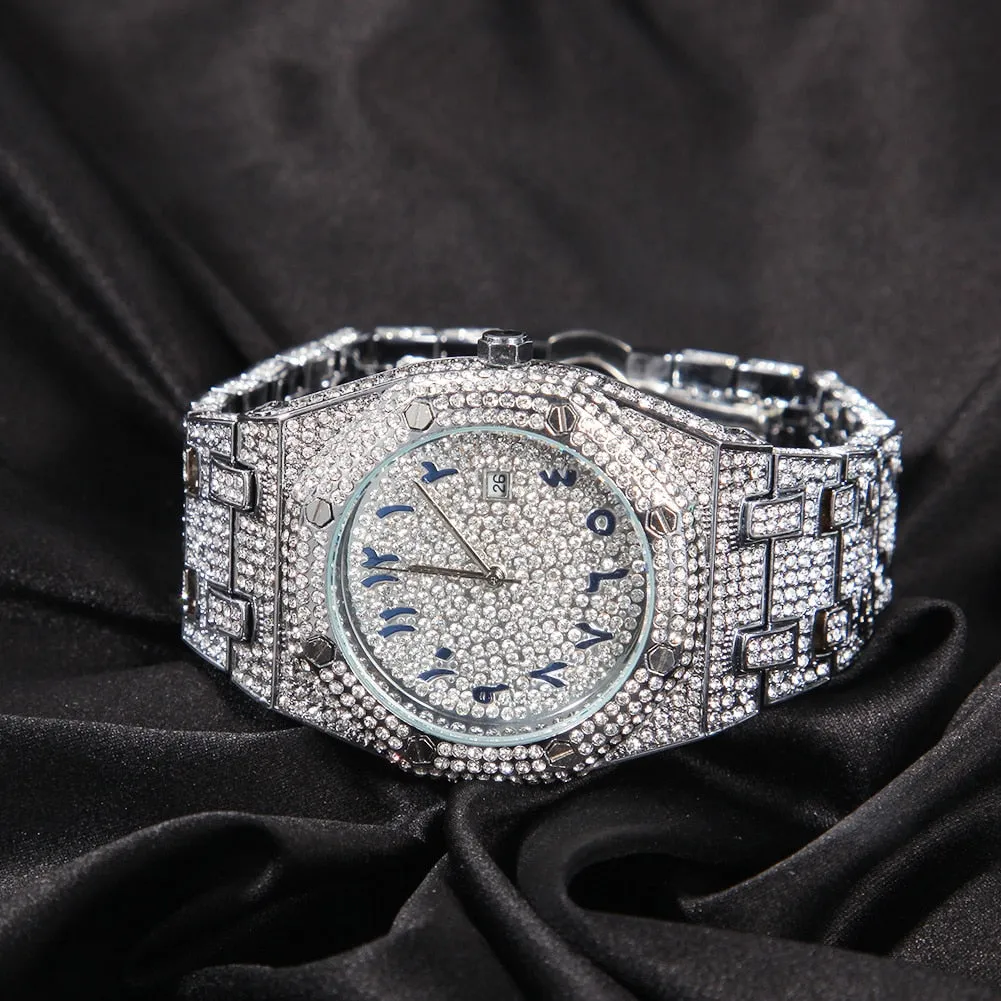 UWIN Hip Hop Wristwatches Full Iced Out Stones Fashion Luxury Zircon Quartz Square Watches for Gift