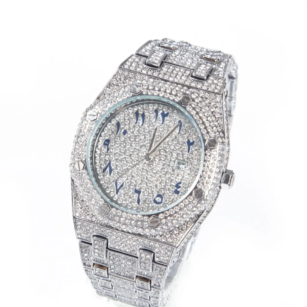 UWIN Hip Hop Wristwatches Full Iced Out Stones Fashion Luxury Zircon Quartz Square Watches for Gift