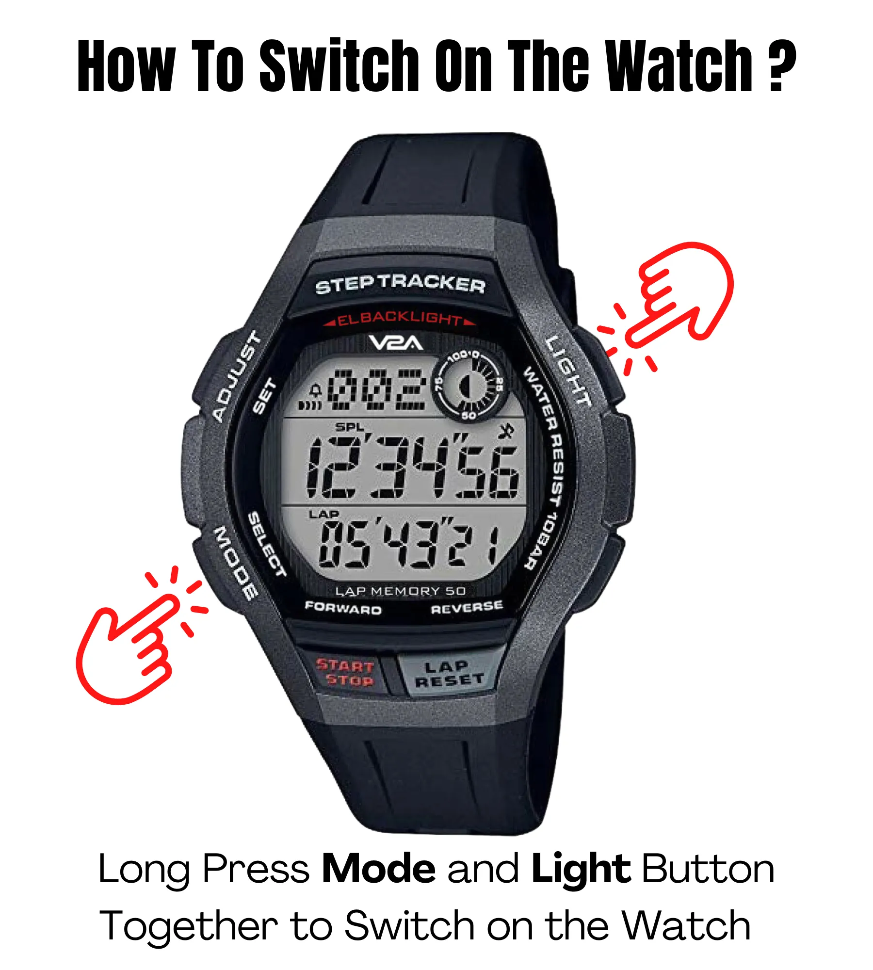 V2A STEPO 3D Pedometer Digital Sports Watch (Grey Dial Black Colored Strap)