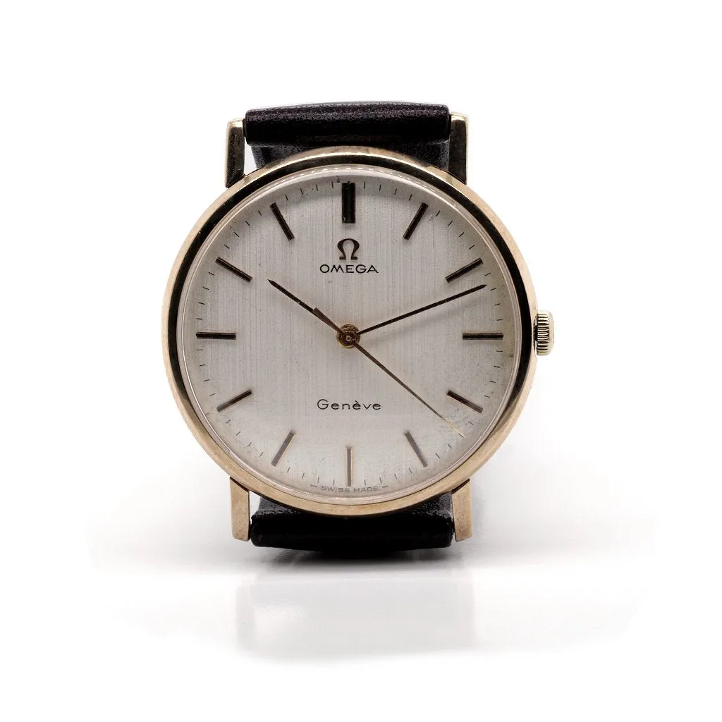 Vintage Omega 9ct gold Geneve Manual Wind Strap watch, c.1969