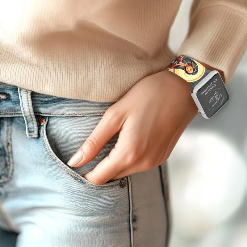 Virgin Mary with Cross Watch Band Compatible with Iwatch Printed Band Silicone Ultra 38Mm 40Mm 41Mm 42Mm 44Mm 45Mm 46Mm 49Mm Strap Virgin De Guadalupe Jesus God Catholic Christian Bible Gift
