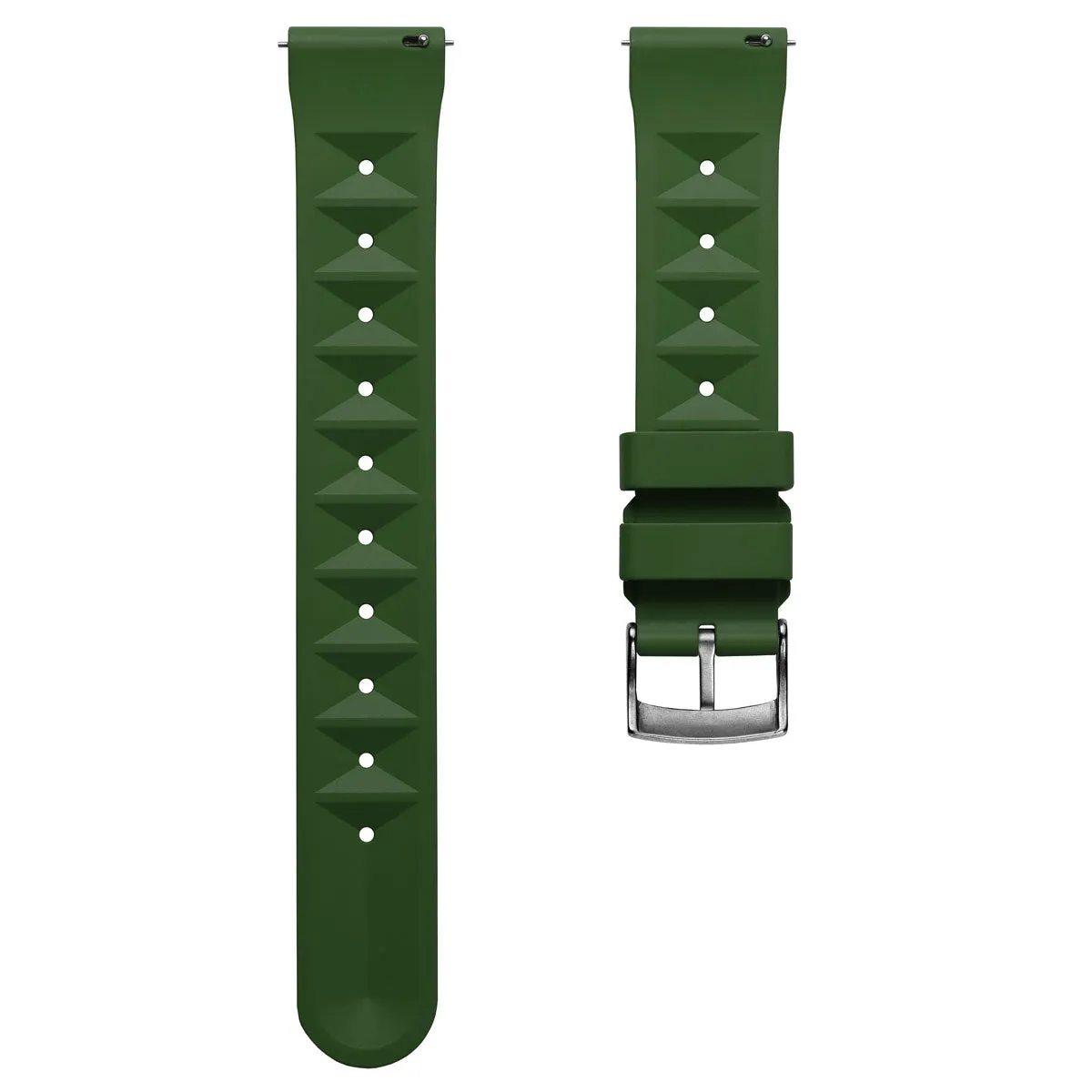 Waffle Pattern FKM Rubber Dive Watch Strap - Green