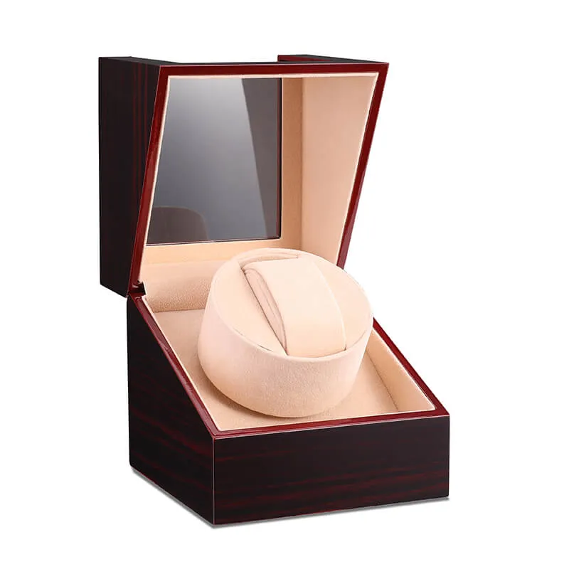Watch Winder for Single Automatic Watches with Flexible Pillow Quiet Motors Watch Rotator Box-Ebony