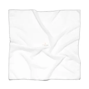 White Designer Poly Scarf, Solid Color Lightweight Luxury Fashion Accessories- Made in USA